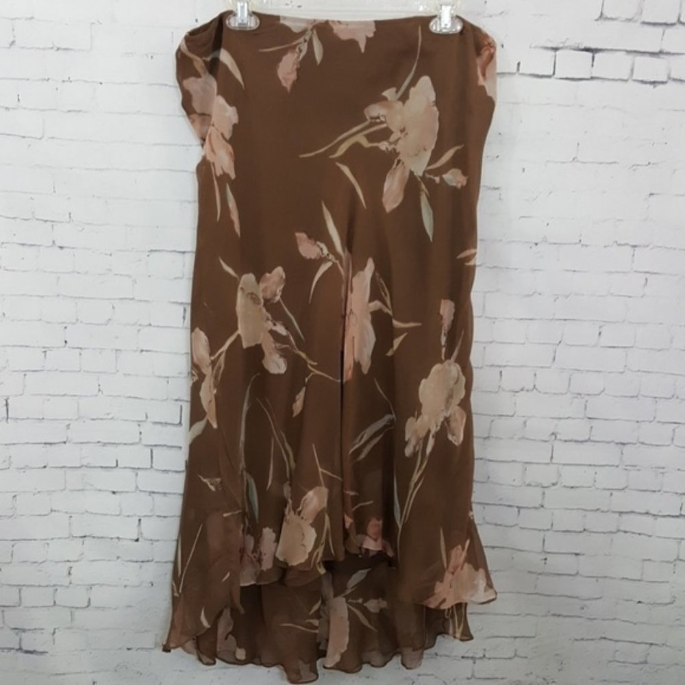 Lauren Ralph Lauren Brown Floral Maxi Skirt Size 6